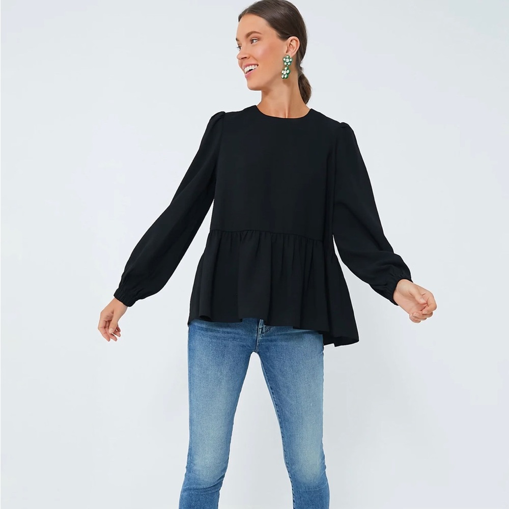 Tuckernuck Pomander Place Black Carlotta Peplum Blouse